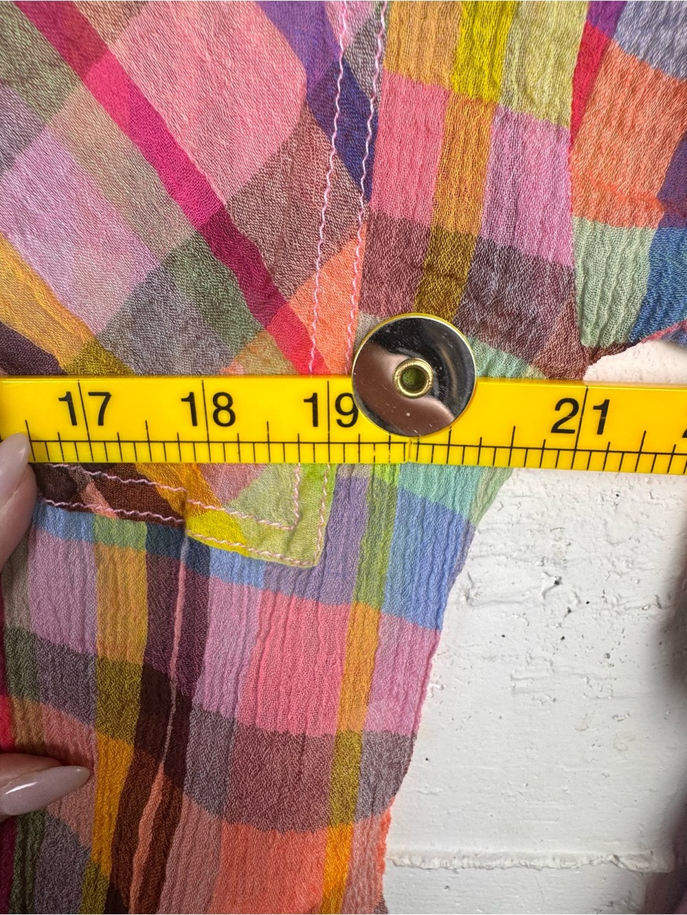 Pilcro Long-Sleeve Mixed Madras Plaid Oversized Buttondown Shirt Medium - Picture 6 of 12